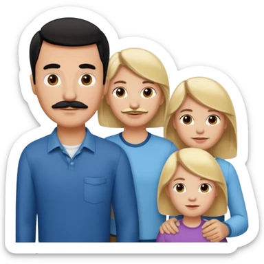 Family of 5. Mom, dad, 2 boys, one girl. Kids have blonde hair. Mom has light brown hair. Dad has black hair with mustache. sticker