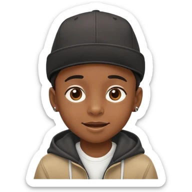 black kid with a hiphop hat, cheerful expression sticker