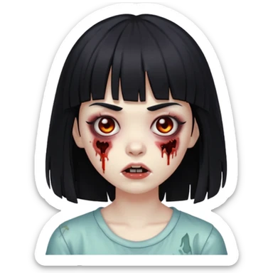 zumbi girl whit black hair with bangs down to the eyebrows sticker