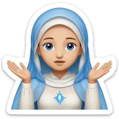 Nossa senhora das graças com aura manto azul e vel branco, com mãos abertas para baixo  sticker