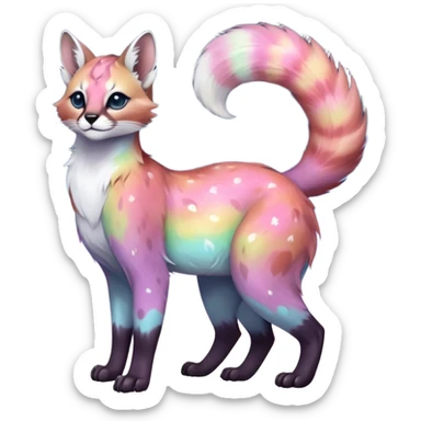 Colorful nebulae nebula starry galactical shiny tropical pale light fruity pastel white glorious iridescent divine exotic cute beautiful realistic antasy-caracal-civet-genet-sergal-vernid-Cacomistle-Trico-oncilla-animal-Fakémon-hybrid-fursona (full body) sticker