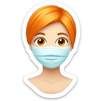 Girl with orange hair with face mask spa beauty full face relaxing sticker