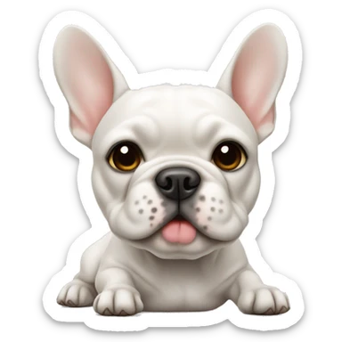 White Frenchie laying  sticker