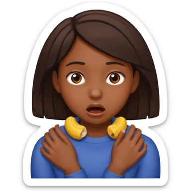 a brown girl choking herself  sticker