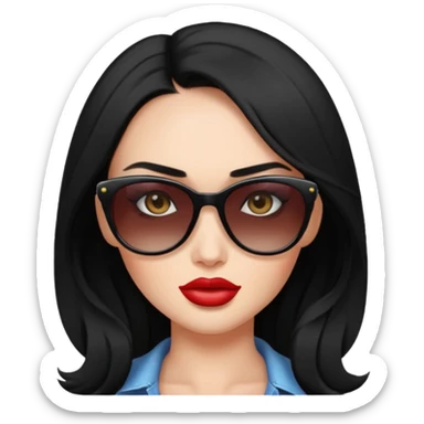 “Emoji girl, femme fatale, black hair. megan fox vibes sticker
