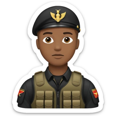 black soldier in black bulletproof vest sticker