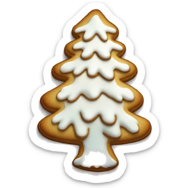 white frosted gingerbread cookie shaped like a pine tree sticker