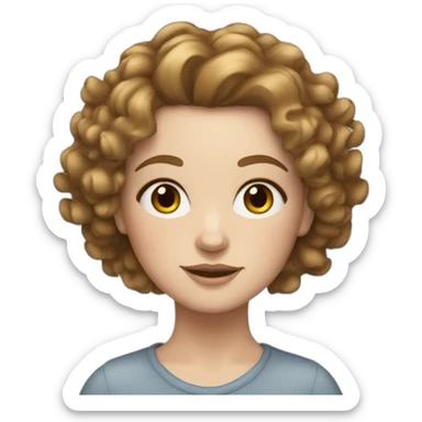 WHITE GIRL WITH BRUNNET, CURLY HAIR AND A LIGHT SPRAY OF FRECKLES sticker
