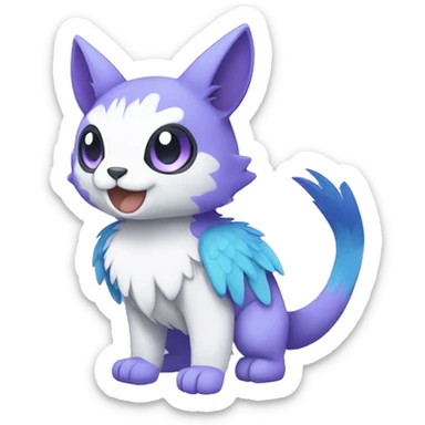 Cute cool purple white blue animal hybrid Fakemon full body sticker
