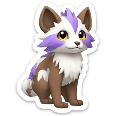 Cute cool brown white purple animal hybrid Fakemon full body sticker