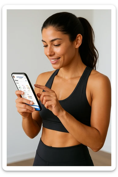 Donna sportiva che usa app contacalorie come myfitnesspal sticker