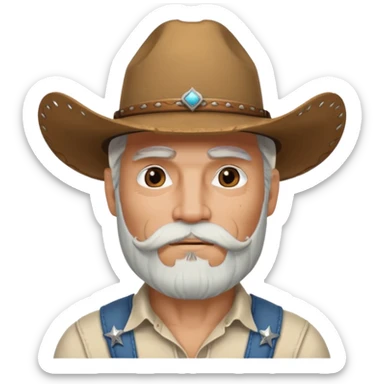 muscular tattooed on face and mustached cowboy long white hair and beard  sticker