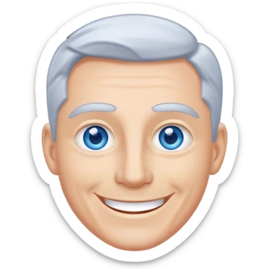 Smiling gray man blue eyes Without mustache sticker