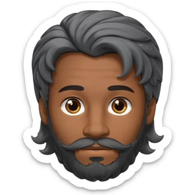 Change gender to male black wavy hair with gray streaks and dimples in each cheek and well trimmed beard sticker