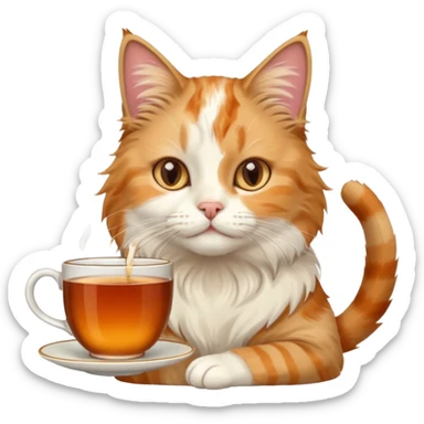Çay içen kedi sticker