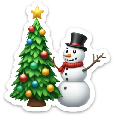 Christmas Tree with snowman  sticker