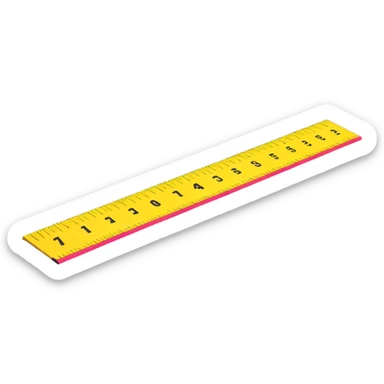measuring ruler in cartoon style with bright colors, perspective composition, high saturation sticker