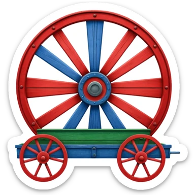 Un drapeau avec la moitié de bleu et l’autre de vert avec une roue de roulotte rouge au centre assez grande sticker