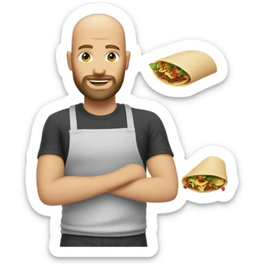 Bald white man with beard making tacos sticker