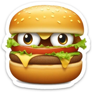 Un hamburger avec des yeux kawai sticker
