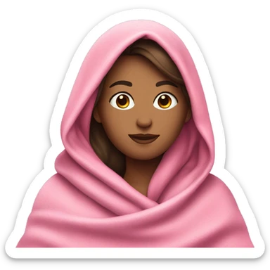 Brunette white woman wrapped in a big pink blanket sticker