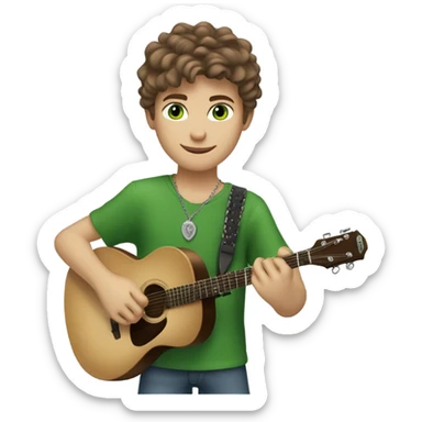 Brown hair Caucasian boy with green eyes and a David Yurman necklace who’s tall and likes music and plays guitar and is Jewish  sticker
