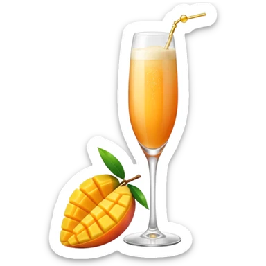 Mango Bellini in einem Sektglas mit viel sprudel sticker