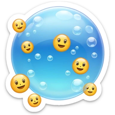 3D iPhone style emoji of free-floating bubbles, scattered randomly in the air, translucent and shiny, various sizes, not contained in any circle, isolated on white background, soft shadows, high detail, playful and cute. sticker