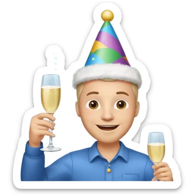 Emoji de un holbre feliz de festejo solo cabeza  sticker