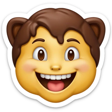 iPhone emoji face smiling with buckteeth that has chocolate on the teeth sticker