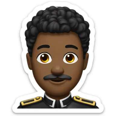 black man with undercut and a tini mustache under his nose in black uniform sticker