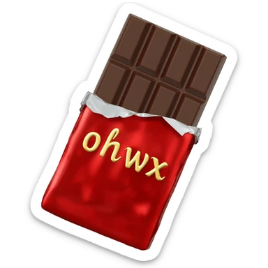 chocolate bar with red wrap sticker