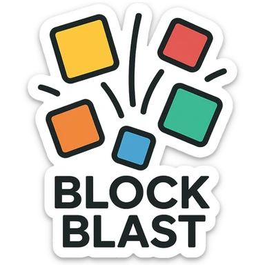 modern logo for Block Blast, abstract blocks exploding outward, clean lines, vibrant palette sticker