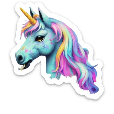 Graffiti Trippy patchwork Zombie Pegasus unicorn psychedelic flowers floral groovy art neon rave raving sticker