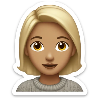 light skin girl with brown hair and blonde highlights in a sweater sticker