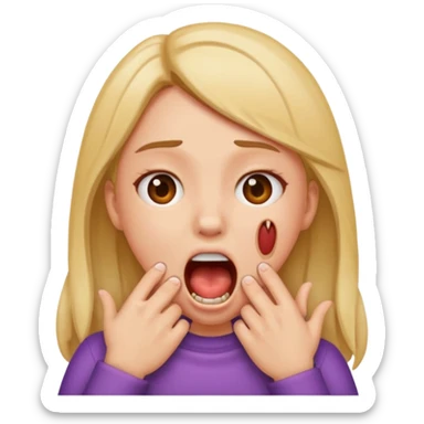 make me an emoji with a girl chocking herself out with her mouth open  sticker