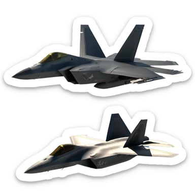 An F-22 Raptor dogfighting a SU-57 sticker
