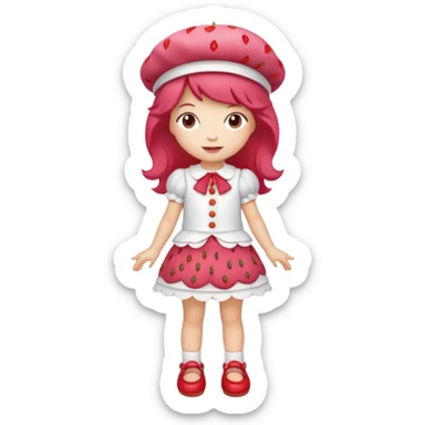 pretty and cute realistic strawberry shortcake full body with red shoes standing sticker