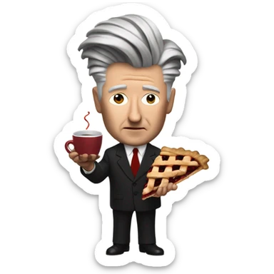david lynch holding a cherry pie and coffee sticker