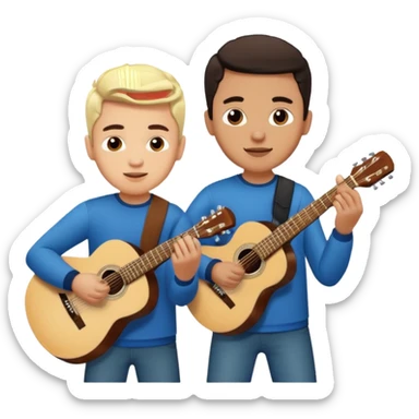 Junior H y Natanael Cano tocando la guitarra  sticker