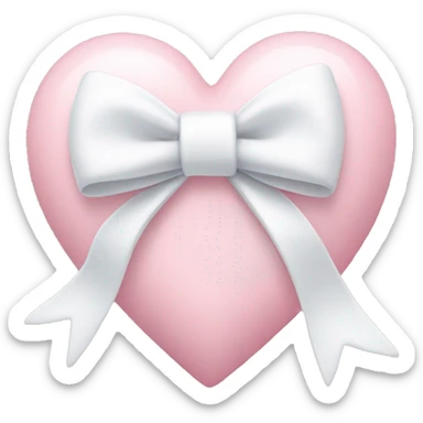 Pastel pink heart with white bow sticker