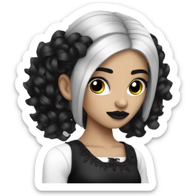 Mexican Goth girl black and white hair sticker