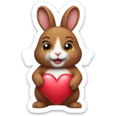Brown dutch bunny holding a heart  sticker