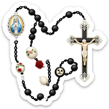 Gothic white rosary with white beads sticker