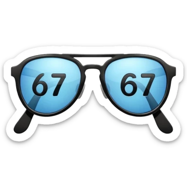 Sunglasses with the number 67 on them sticker