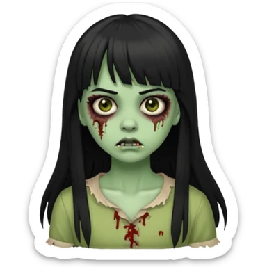 faça o emoji de uma menina zumbi igual a esse 🧟‍♀️de cabelos longos pretos com franja sticker