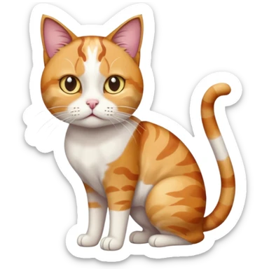 full body colourful calico tabby cat with disproportioned head with an anxious face and white front legs sticker
