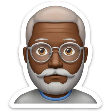 bald headed silver beard black man glasses sticker