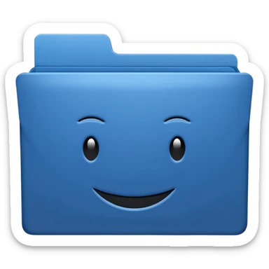 A **simple emoji-style icon** of a **blue multipocket folder**, clean and minimal, with **layered inner tabs**, subtle shading, and a **small blue Volkswagen Jetta car symbol** on the front. blue folder
 sticker