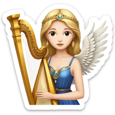 Muse of inspiration with wings and a harp in her hand sticker